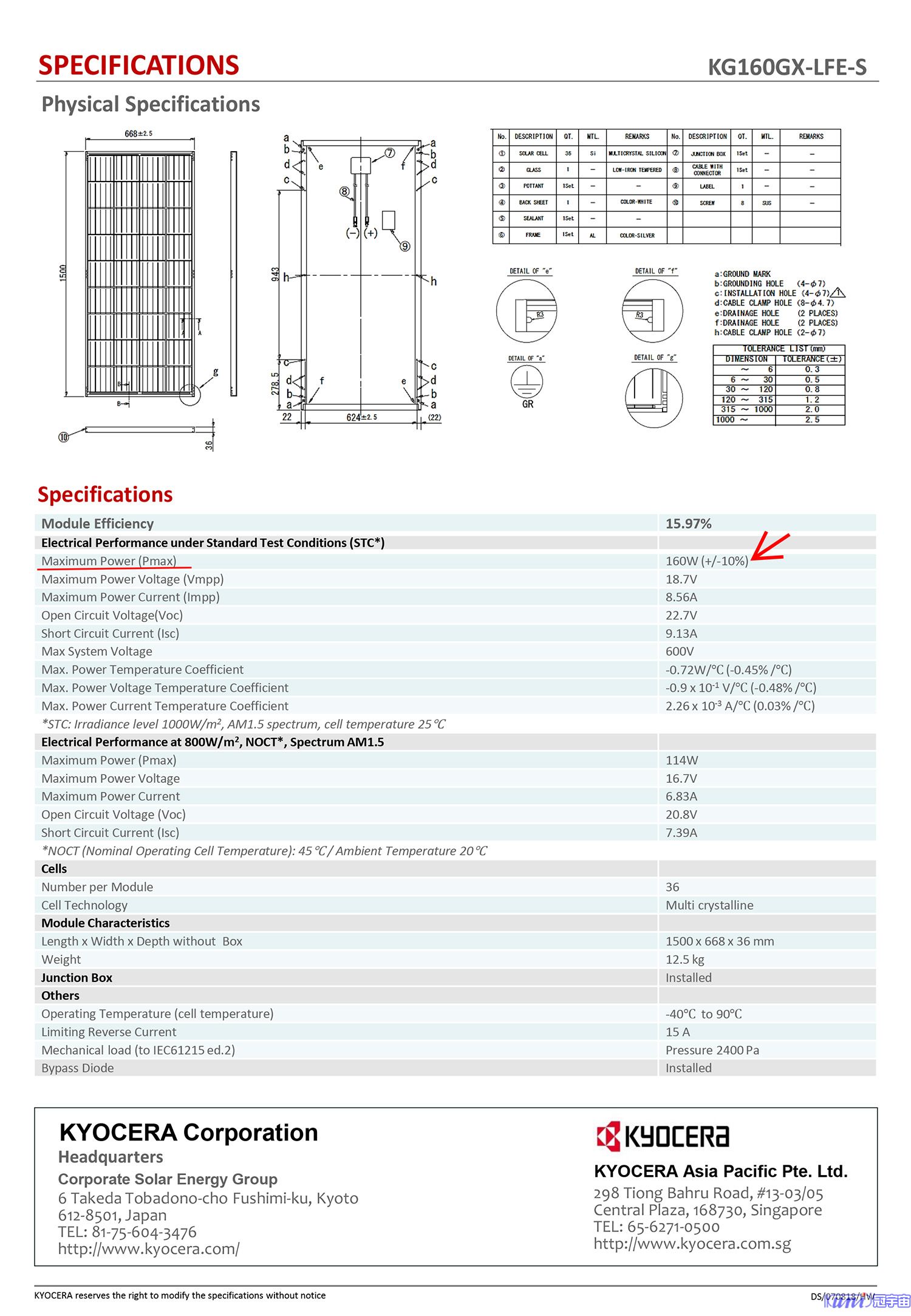 太陽能光電板 型號:KG160GX-LFE-S(圖2)